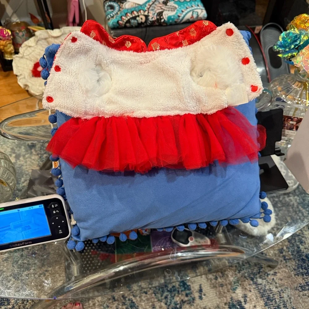 SHEIN Red Pet Cat Outfit with Gold Accents used one time just for pictures